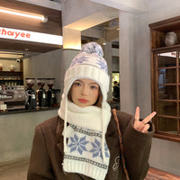 Autumn And Winter Christmas Fur Ball Snowflake Warm Hat Ear Protection Sweet