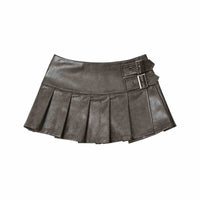 Women's Low Waist Pleated Skirt Slimming A- Line Skirt