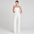 White Strapless Tank Top And High-waisted Trousers Womens Suit