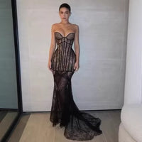 Womens Off-Shoulder Mesh Tube Dress
