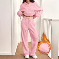 Womens Casual Warm Hooded Top And Pants Set