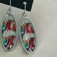 European And American-style Oval Colored Pendant Earrings