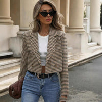 Women's Fashion Short Coat Plaid Cross-border