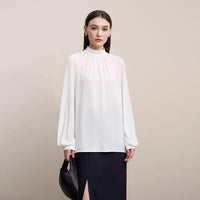 Womens Loose Half-Neck Raglan-Sleeve Chiffon Top