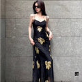 Floral Print Skirt Slip Dress Chiffon Dress Figure-hugging