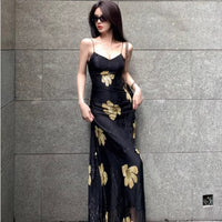 Floral Print Skirt Slip Dress Chiffon Dress Figure-hugging
