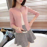 Sweater Coat Women's Knitted Cardigan Round Neck Long Sleeve Top