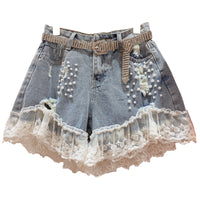 High-waisted Shorts With Diamond Korean Jeans