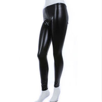 Foreign Trade Spring Fashion Metal Texture Bright Leather Leggings Was Thin Nightclub Punk Wind Nine Pants Women