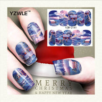 Red snowflake deer snowman nail sticker