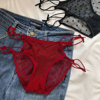 Sexy Feeling Lace Breathable Hollow Bow Belt Underwear