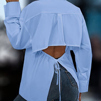 European And American Elegant Solid-color Long-sleeve Shirt