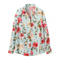 Women's Casual Vacation Style Loose Floral Print Silk Texture Shirt