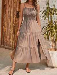Strapless Layered Waist-cinching Solid-color Slim-fit Dress