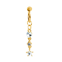 Heart-shaped Zircon Ring Without Perforation Body Piercing Jewelry Titanium Steel Inlaid Pearl Navel Nail