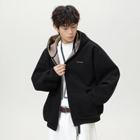Houndstooth Contrast Color Inner Hooded Sweater Men's Autumn