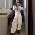 Fashionable Casual Versatile Lace Elastic Waist Loose Pants For Women