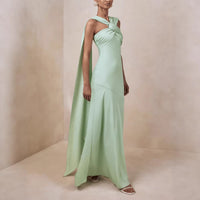 A Fashionable And Elegant Wrap-style Maxi Dress Adorned With Ribbon Details