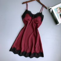 V-neck lace hem strap nightdress