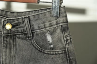 Holed Jeans Shorts Women's Loose And Thin Wide Leg Pants Hot Pants