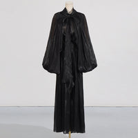 Designer Batwing Sleeve Lace-Up Dress For Women