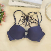 Buckled Front And Shaped Back Spider Web Bra Halter Lace Pure Sexy