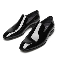 One Pedal Bright Leather Round Hood Feet British Trend Patent  Men's Shoes