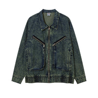 American Style Old Gradient Color Denim Jacket