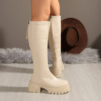 Women's Knee-high White Platform Boots