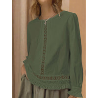 Casual Versatile Solid-color Top New Womens Long-sleeve Loose-fit Shirt