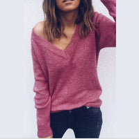 Sweater Large V-neck Long Sleeve T-shirt Top Women's Clothing