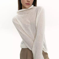 Knitted Long-sleeved Top Loose And Idle Curling Hollow Design