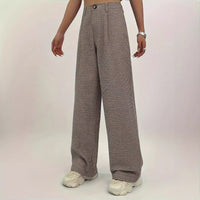 High-waisted Plaid-print Straight-leg Pants