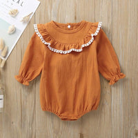 Solid color ruffled triangle one-piece romper