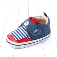 Baby stripe cartoon casual Velcro walking shoes