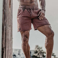 Men's Retro Casual Sports Shorts With Fur Edges