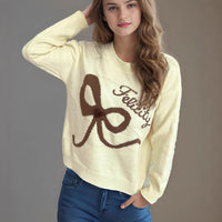 Autumn New Contrast Color Women's Sweater Round Neck