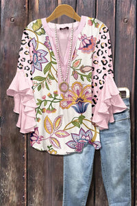 Casual Top With A Creative Floral Print And Digital Printing