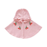 Children's sweet strawberry embroidered hooded cloak