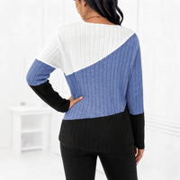 Solid Color Patchwork Knit Sweater