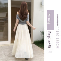 Womens Purple High-Waisted Flowy Fluffy Knit Skirt