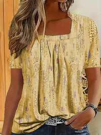 Women's Fashion Print Round Neck Short-sleeved Top