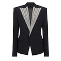 Socialite Temperament Exquisite Rhinestone Beaded One Button Slim Suit Jacket