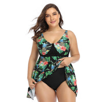 Oversized split print swimsuit