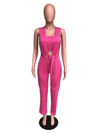 Fashion casual jumpsuit with belt
