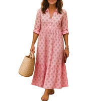 Womens Long Digital-Print Shirt Dress