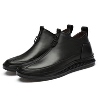 Cowhide Solid Color Black Casual High-Top Men's Boots