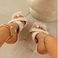 New Style Sandals And Slippers With Square Toe Stiletto Heel