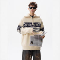 Loose-fitting Knitted Turtleneck Sweater With A Half-zip
