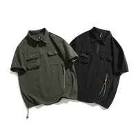 Fashion Personality Short Sleeve Men's Lapel T-shirt